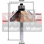 Fresa Chanfrar Ø31mm (90º) 10mm Raio X 15,0mm X 6,0mm Haste. (Ftr0102)