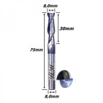 Fresa Helicoidal 8,0mm (2c) X 30mm X 75mm X 8,0mm. (Ftr2581)