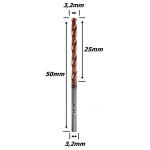 Broca Metal Duro (Hrc55) 3,2mm X 25mm X 50mm. (Ftr837)