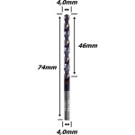 Broca Metal Duro (Longa) (Hrc45 4,0mm X 46mm X 74mm. (Ftr835)