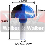 Fresa Meia Cana Ø51mm (27mm Raio) X 12,7mm (1/2) Haste. (Ftr0227)