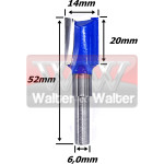 Fresa Reta Ø14mm X 20mm Corte X 52mm Total X 6,0mm Haste. (Ftr70) 