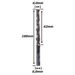 Fresa Helicoidal 6,0mm (2c) X 62mm X 100mm X 6,0mm. (Ftr0091)