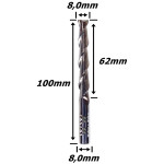 Fresa Helicoidal 8,0mm (2c) X 62mm X 100mm X 8,0mm. (Ftr9013)