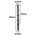 Fresa Helicoidal 6,0mm (2c) X 42mm X 80mm X 6,0mm. (Ftr2651)