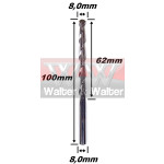 Fresa Esférica 8,0mm (R 4,0mm) X (2c) X 62mm X 100mm X 8,0mm. (Ftr85)