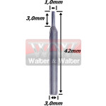 Reta Paralela 1,0mm (1c) X 3,0mm ÁRea De Corte X 42mm Total X 3,0mm Haste. (Ftr1286)