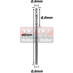 Broca Metal Duro 0,6mm X 8,0mm X 40mm. (Ftr3009)