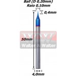 Fresa Ball (Cobertura Nano Blue Hrc63) 0,2mm (2c) X 0,4mm X 50mm X 4,0mm. (Ftr961)