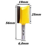 Fresa Reta Ø19mm X 25mm Corte X 56mm Total X 6,0mm Haste. (Ftr0240) 