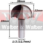 Fresa Meia Cana Ø38mm X 22mm Raio X 12,7mm (1/2) De Haste. (Ftr0622)