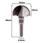 Fresa Meia Cana Ø35mm X 20mm Raio X 6,0mm Haste. (Ftr810)