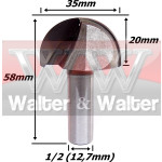 Fresa Meia Cana Ø35mm X 20mm Raio X 12,7mm (1/2) De Haste. (Ftr0623)