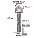 Fresa P/ Dobra Acm Ø12,7mm (1/2) X 2,0mm (90°) X 6,0mm Corte X 6,0mm Haste. (Ftr969)
