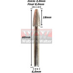 Ponta Diamantada (Conica) Início 3,0mm X Final 8,0mm X 6,0mm Haste. (Ftr0871)