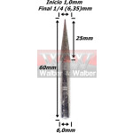 Ponta Diamantada (Conica) Início 1,0mm X Final 6,35mm (1/4) X 6,0mm Haste. (Ftr0875)