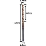 Broca Metal Duro (Hrc55) 1,3mm X 20mm X 40mm. (Ftr0752)