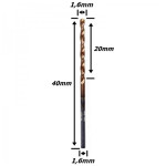 Broca Metal Duro (Hrc55) 1,6mm X 20mm X 40mm. (Ftr2664)