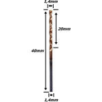 Broca Metal Duro (HRC55) 1,4mm X 20mm X 40mm. (Ftr0781)
