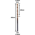 Broca Metal Duro (Hrc55) 1,5mm X 20mm X 40mm. (Ftr0782)