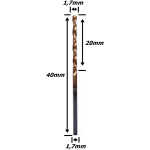 Broca Metal Duro (Hrc55) 1,7mm X 20mm X 40mm. (Ftr0723)