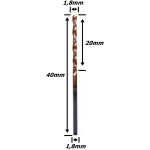 Broca Metal Duro (Hrc55) 1,8mm X 20mm X 40mm. (Ftr530)