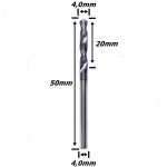 Broca Metal Duro (Hrc45) 4,0mm X 20mm X 50mm X 4,0mm. (Ftr0681)