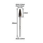 Lima Cônica 2,5mm X 6,0mm X 13mm Corte X 50mm Total X 3,0mm Haste. (Ftr773)