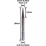 Lima Rotativa Cônica (Lisa) 0,3mm X 3,17mm (1/8) X 3,17mm (1/8) Haste. (Ftr0148) 
