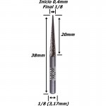 Lima Rotativa Cônica (Trançada) 0,4mm X 3,17mm (1/8) X 3,17mm (1/8) Haste. (Ftr2501) 