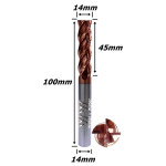 Fresa Helicoidal Ø14mm (Hrc55) (4c) X 45mm X 100mm X 14mm. (Ftr2432)