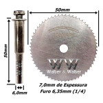 Serra Aço Carbono Com Suporte Ø50mm X 6,35mm Furo X 0,7mm Espessura. (Ds78)