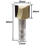 Fresa Reta Ø25mm X 20mm Corte X 60mm Total X 12mm Haste. (Ftr2755)