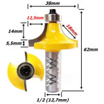 Fresa Ø38mm Raio 18mm X 62mm X 12,7mm (1/2). (Ftr2815)