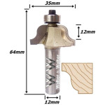 Fresa Romana Ø35mm X Raio12mm X 64mm Total X 12mm Haste. (Ftr2493)