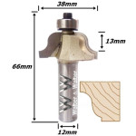 Fresa Romana Ø38mm X Raio13mm X 66mm Total X 12mm Haste. (Ftr2989)