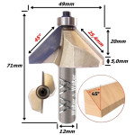 Fresa Chanfrar Ø49mm (90º) 20mm Raio X 25,4mm X 12mm Haste. (Ftr0104)