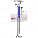 Fresa Reta C/ Rolamento Inferior 6,35mm (1/4) X 20mm Corte X 70mm X 6,0mm Haste. (Ftr3581)