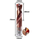 Broca Metal Duro (HRC55) Ø14mm X 40mm X 75mm. (Ftr2966)