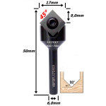 Fresa V Bit (Pastilha Intercambiável) Ø17mm (90°) X 9,0mm X 74mm X 6,0mm Haste. (Ftr1940)