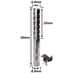 Fresa Reta Paralela TCT 6,0mm (3c) X 25mm Corte X 50mm Total X 6,0mm Haste. (Ftr2900)
