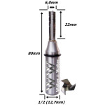 Fresa Reta Paralela TCT 6,0mm (3c) X 22mm Corte X 80mm Total X 1/2 (12,7mm) Haste. (Ftr1533)