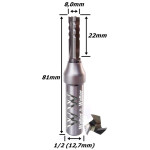 Fresa Reta Paralela TCT 8,0mm (3c) X 22mm Corte X 77mm Total X 1/2 (12,7mm) Haste. (Ftr710)