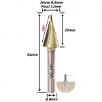 Fresa V Bit Ø12mm (30º) X 22mm Corte X 6,0mm Haste. (Ftr3274)