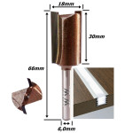 Fresa Reta Ø18mm X 30mm Corte X 66mm Total X 6,0mm Haste. (Ftr3275) 