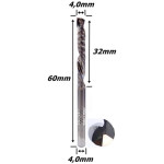Fresa Up Down Cut 4,0mm  (1c) X 32mm Corte X 60mm Total X 4,0mm Haste. (Ftr3277)