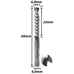 Fresa Up Down Cut 4,0mm (1c) X 22mm Corte X 45mm Total X 4,0mm Haste. (Ftr0926)