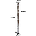Fresa Helicoidal 4,0mm (2c) X 32mm X 55mm X 4,0mm. (Ftr2283)