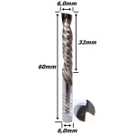 Fresa Up Down Cut 6,0mm  (1c) X 32mm Corte X 60mm Total X 6,0mm Haste. (Ftr3278)