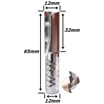 Fresa Reta Paralela Ø12mm (2c) X 32mm Corte X 65mm Total X 12mm Haste. (Ftr3363)